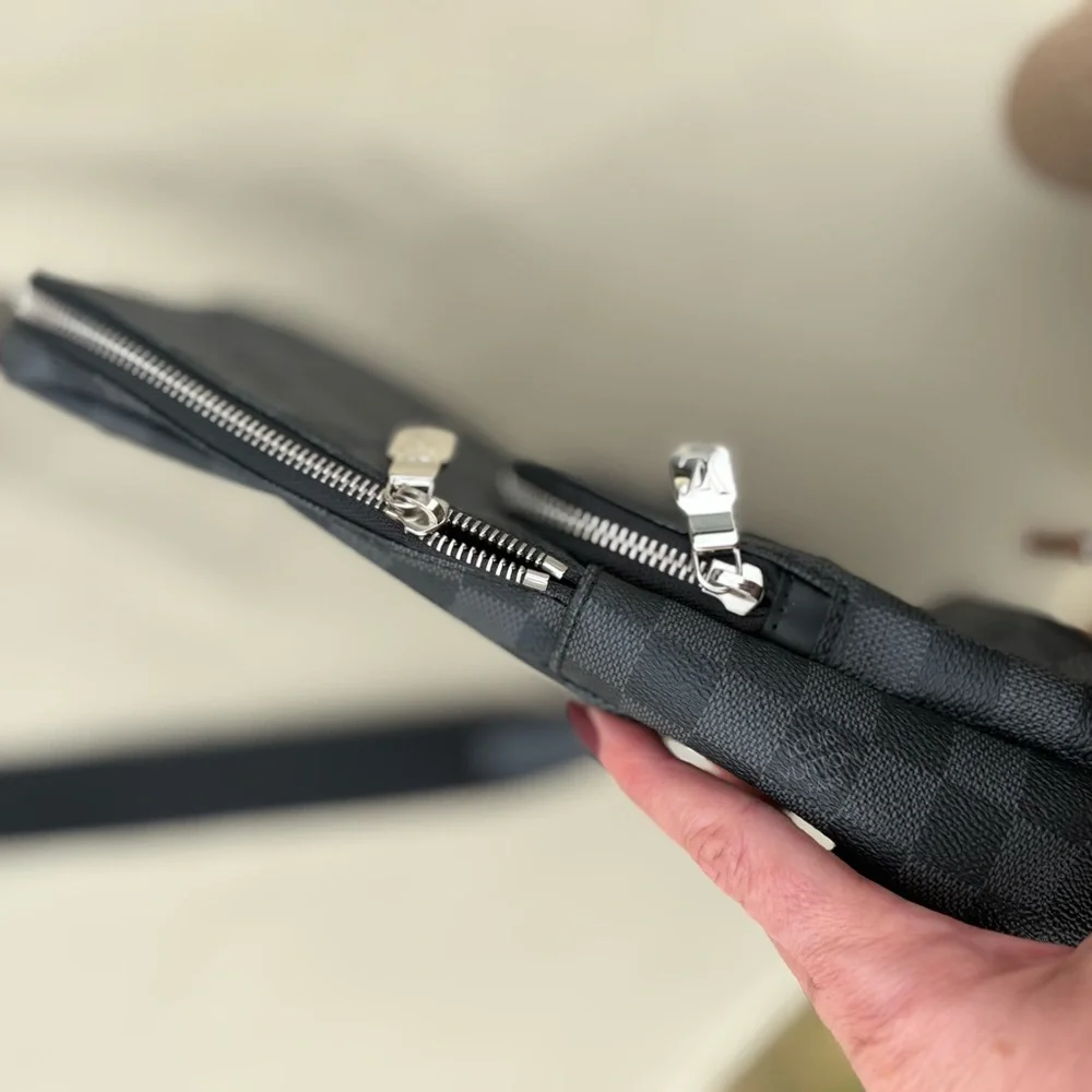 LOUIS VUITTON BLACK CHECKERED SLING BAG AUTHENTIC - Picture 8 of 12